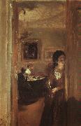 Adolph von Menzel The Artist's Sister with a Candle painting